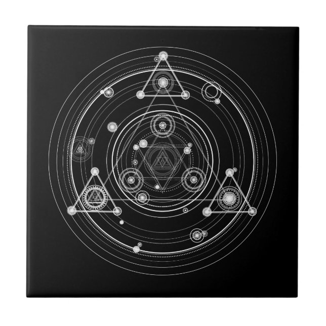 Heilige Geometrie der dunklen geheimnisvollen Art Fliese (Vorderseite)