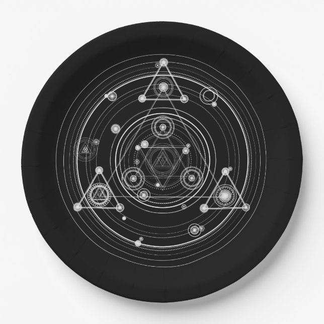Heilige Geometrie der dunklen geheimnisvollen Art Pappteller (Vorderseite)
