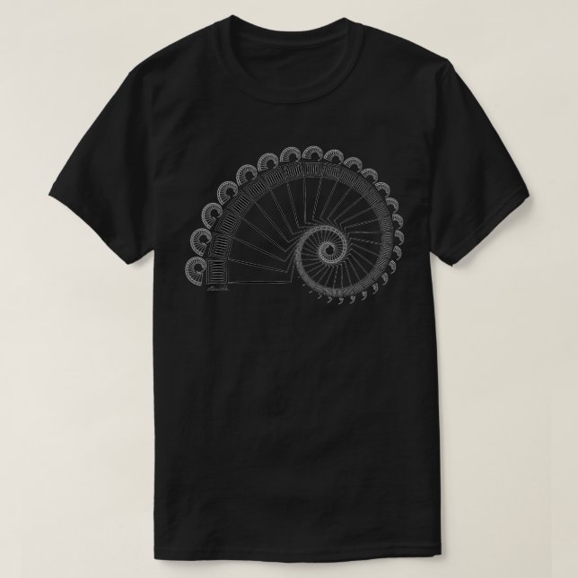 Heilige Geometrie Fibonacci-Folge Nautilus-Schale T-Shirt (Design vorne)
