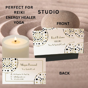 Heilige Geometrie Gold & Schwarz Yoga Reiki Heiler Visitenkarte