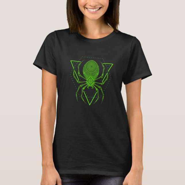 Heilige Geometrie Halloween Spider Tribal Tattoo M T-Shirt (Vorderseite)