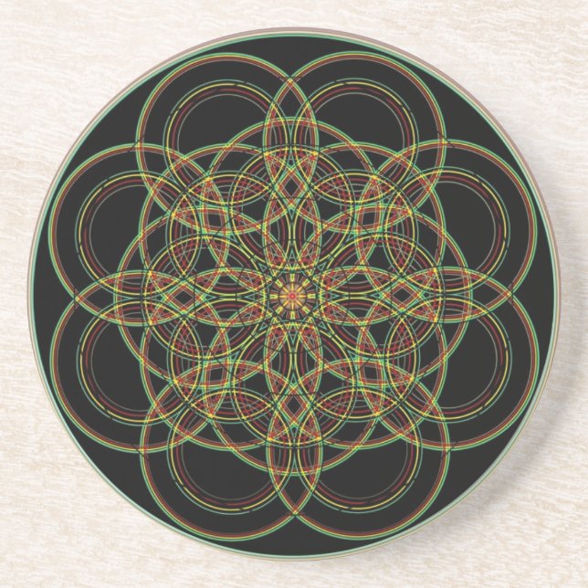 Heilige Geometrie - Hand gezeichnet Sandstein Untersetzer (Vorne)