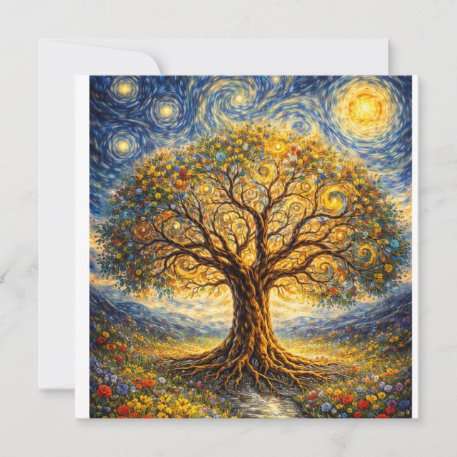 heilige Geometrie Kunst Baum Dankeskarte (Vorderseite)