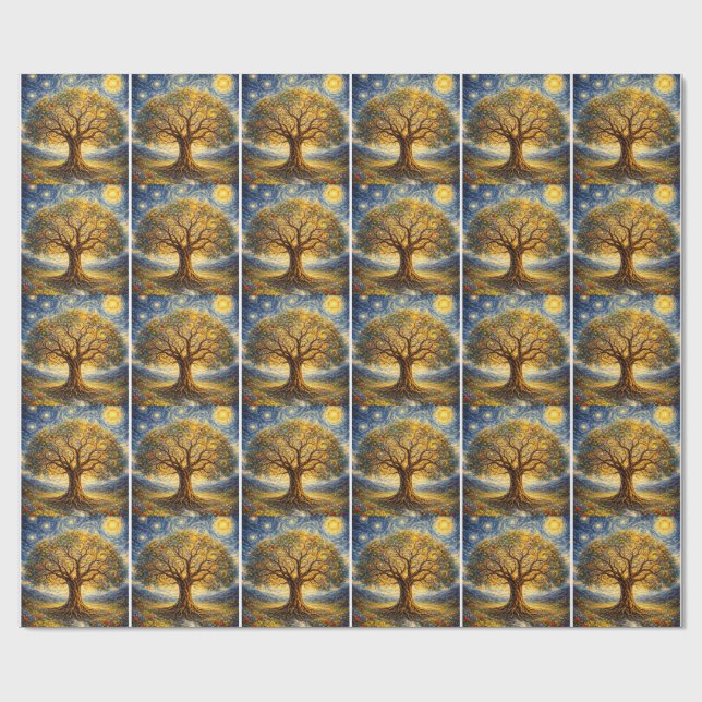 heilige Geometrie Kunst Baum Geschenkpapier (Flach)
