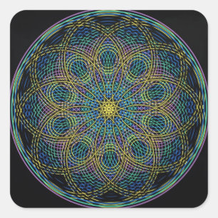 Heilige Geometrie-Mandala: Aufrichtigkeit - Hand Quadratischer Aufkleber