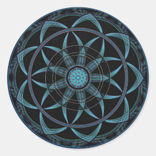 Heilige Geometrie-Mandala - Glück Runder Aufkleber