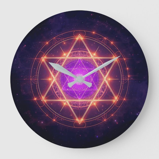 Heilige Geometrie Mandala – Licht innerhalb des Ko Große Wanduhr (Vorderseite)