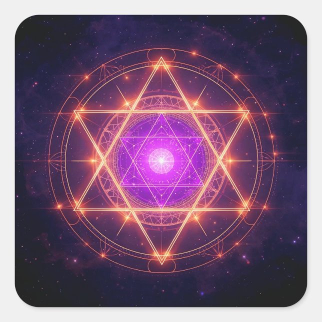 Heilige Geometrie-Mandala – Licht innerhalb des Ko Quadratischer Aufkleber (Vorderseite)