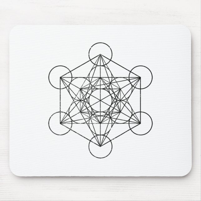 Heilige Geometrie Metatrons Würfel Psychedelisch V Mousepad (Vorne)