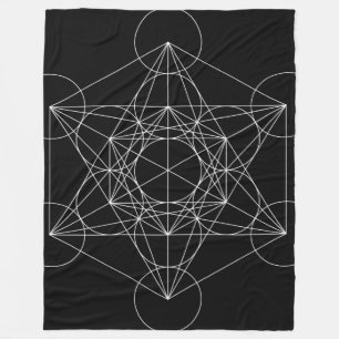 Heilige Geometrie: Metatrons Würfel Schwarz & Weiß Fleecedecke