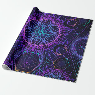 Heilige Geometrie nahtloses Muster. Hindu-Symbole Geschenkpapier