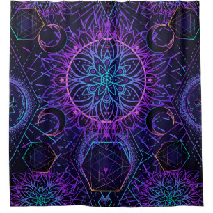 Heilige Geometrie nahtloses Muster. Hinduische Sym Duschvorhang