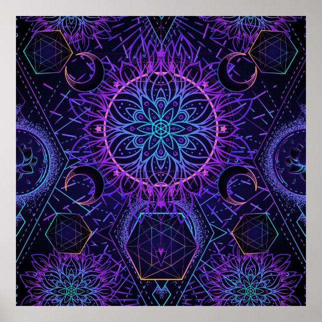 Heilige Geometrie nahtloses Muster. Hinduische Sym Poster (Vorne)