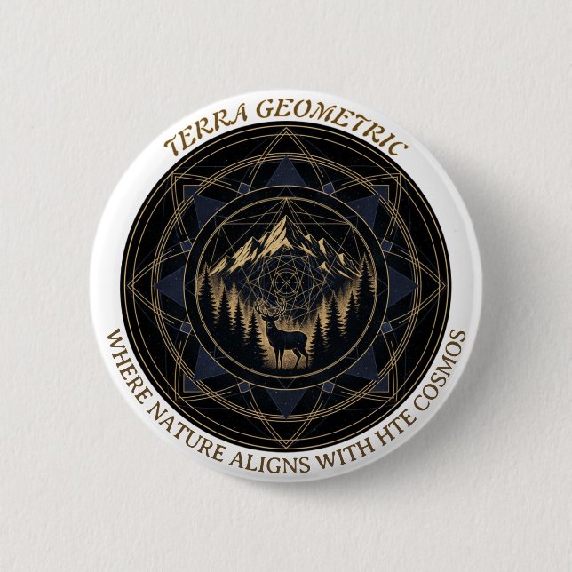 Heilige Geometrie Naturfusion • Berge und Wald Button (Vorderseite)