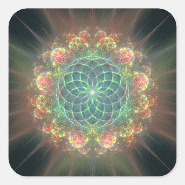 Heilige Geometrie Quadratischer Aufkleber (Vorderseite)