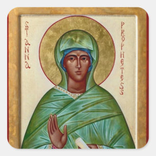 Heilige Gerechte Anna die Prophetin Orthodoxe Ikon Quadratischer Aufkleber
