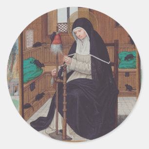 Heilige Gertrud von Helfta von Simon Bening Runder Aufkleber