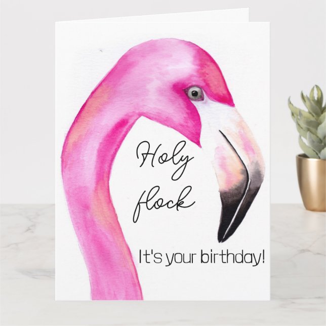 heilige Herde seinen Geburtstag Flamingo Grüße Karte (Kleine Pflanze)