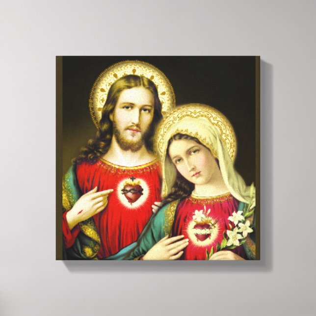 Heilige Jesus unakulieren Herz Mary Leinwanddruck (Vorderseite)