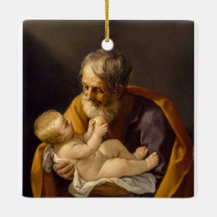 Heilige Joseph und Christus-Kindsverzierung Keramikornament