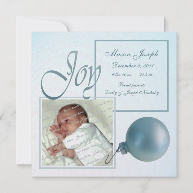 Heilige Joy Baby Birth Ankündigung (Vorderseite)