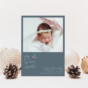 Heilige Joy Slate Blue Foto Geburtserklärung Ankündigung
