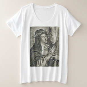 Heilige Katharina von Siena Kreuzigung Art Noir Gl Große Größe T-Shirt