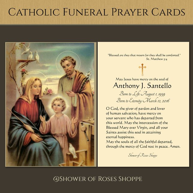 Heilige katholische Beerdigungskarte - (Holy Family traditional Catholic Funeral Prayer Cards  - Easy to personalize)