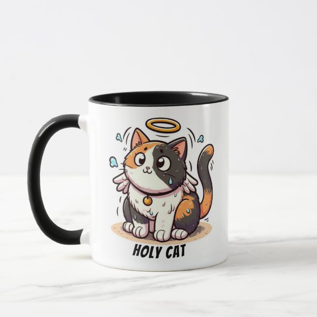 Heilige Katze - Calico Katze mit Flügeln und Halo  Tasse (Links)