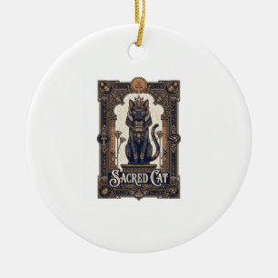 Heilige Katze Katze Altes Ägypten Vintage Vektor A Keramik Ornament