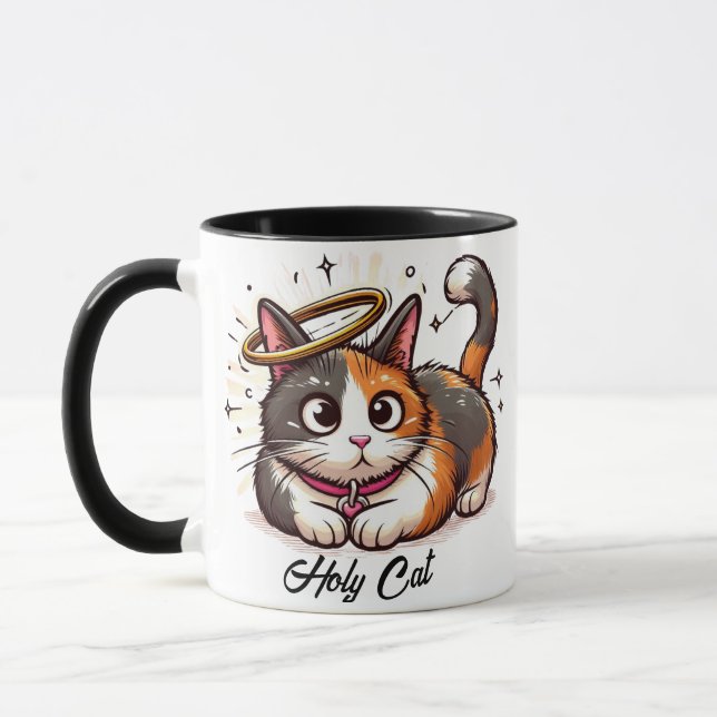 Heilige Katze - Niedliche Calico Katze mit Halo Fu Tasse (Links)
