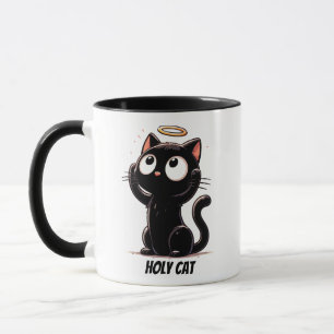 Heilige Katze - Niedliche Schwarze Katze mit Halo  Tasse