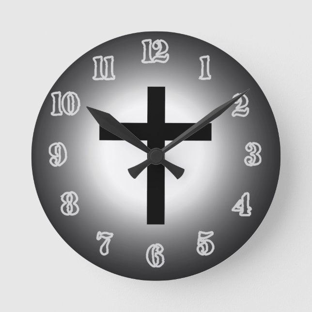 Heilige Kreuzuhr. Runde Wanduhr (Vorderseite)