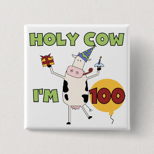 Heilige Kuh-100. Geburtstags-T-Shirts und Button