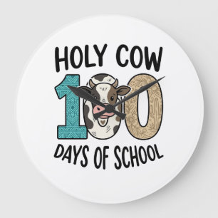 Heilige Kuh 100 Tage Schule Vintage Kuh Shirt Desi Große Wanduhr