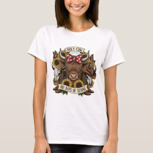 Heilige Kuh 100 Tage Schule Western Boho Cowgirl T T-Shirt