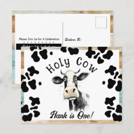 Heilige Kuh 1. Geburtstag Wasserfarbe Postkarte