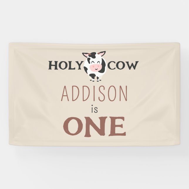 Heilige Kuh 1. Geburtstagsfarm Party Banner (Horizontal)
