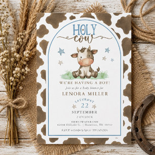 Heilige Kuh Aquarell Braune Kuh Druck Baby Shower Einladung