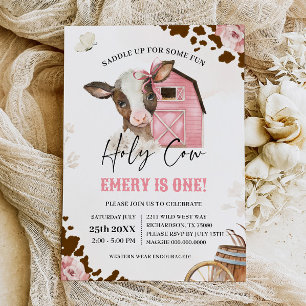 Heilige Kuh Cowgirl First Rodeo FARM BIRTHDAY Einladung