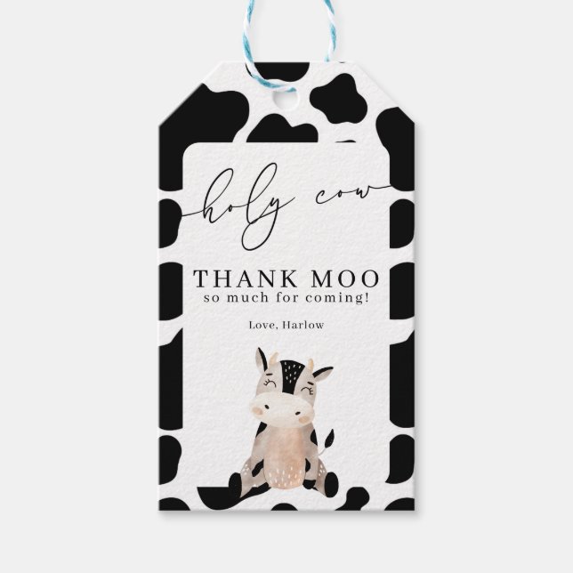 Heilige Kuh danke Moo Birthday Geschenkanhänger (Vorderseite)