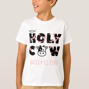 Heilige Kuh druckt Geburtsname und Alter des Kinde T-Shirt