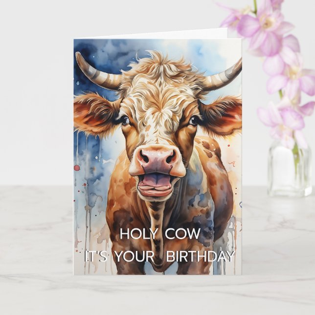 Heilige Kuh, es ist dein Geburtstag! Karte (Orchidee)