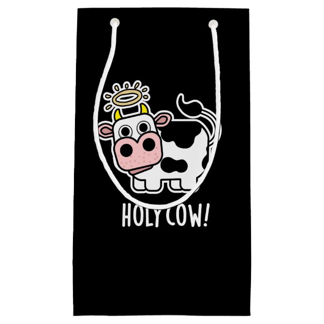 Heilige Kuh Funny Animal Pun Dark BG Kleine Geschenktüte (Vorderseite)