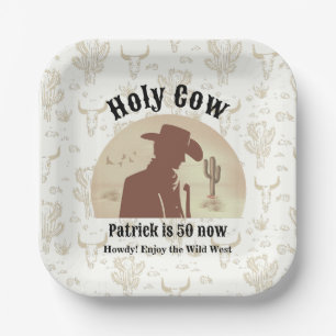 Heilige Kuh Funny Vintag Cowboy 50. Geburtstag Pappteller