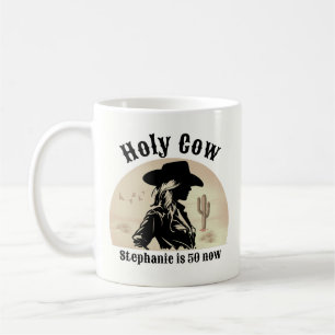 Heilige Kuh Funny Vintag Cowgirl 50. Geburtstag Kaffeetasse
