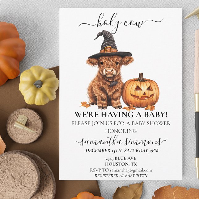 Heilige Kuh Halloween Hochland Calf Baby Dusche Einladung (Von Creator hochgeladen)