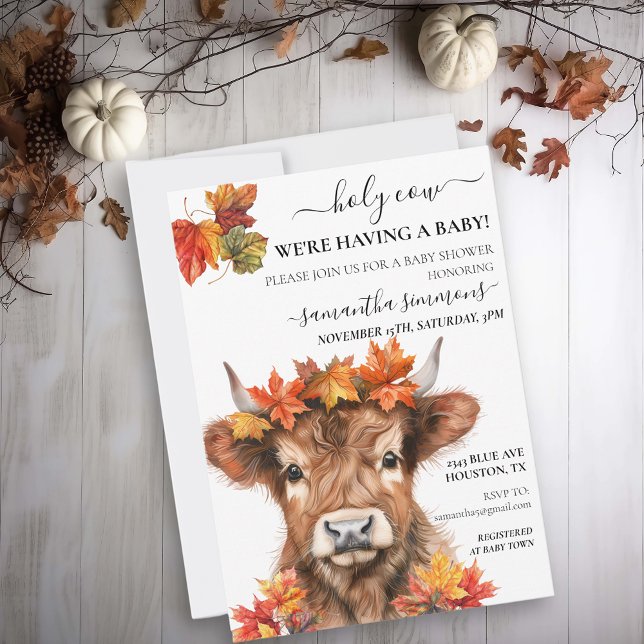Heilige Kuh Herbst Herbst Hochland Calf Babydusche Einladung (Von Creator hochgeladen)