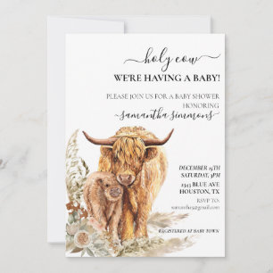 Heilige Kuh Highland Kalb Babyshower Boho Pampas Einladung