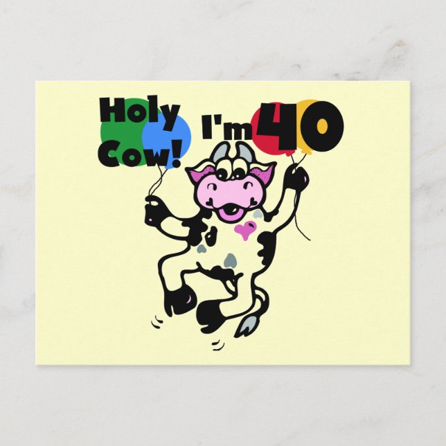 Heilige Kuh Ich bin 40 Hemden und Geschenke Postkarte (Vorderseite)